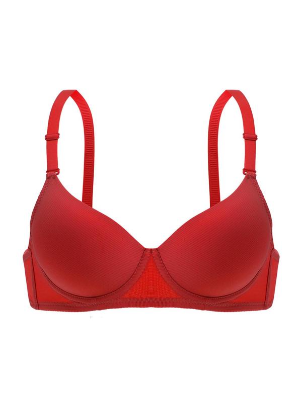 Women's Solid Color Adjustable Strap Hook & Eye Closure Push Up Bra, Casual Comfortable Breathable Full Coverage Bra, Underwear Sets for All Seasons