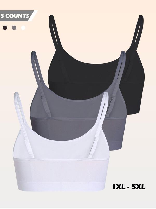  Solid Wireless Bra, Casual Comfy Breathable Adjustable Strap Bra, Women's Lingerie for All Seasons