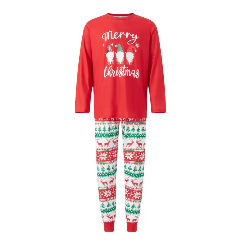 Merry Christmas Family Matching Pajamas Set Xmas Gnomes Print Tops Pants Sleepwear Loungewear