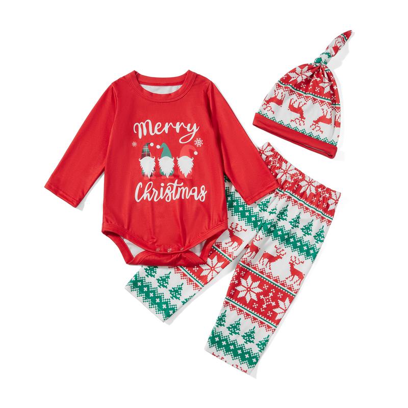 Merry Christmas Family Matching Pajamas Set Xmas Gnomes Print Tops Pants Sleepwear Loungewear