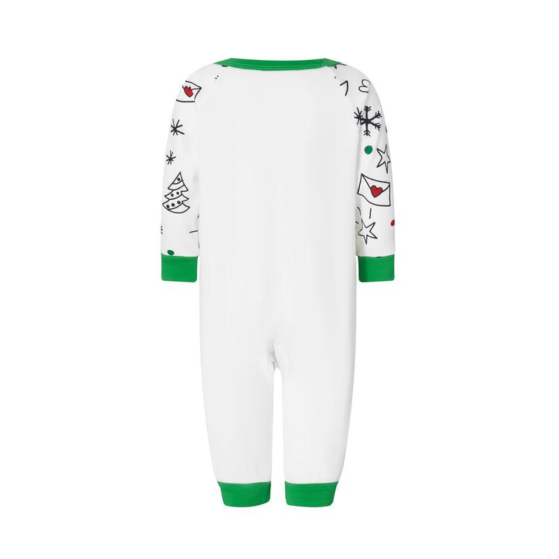 Matching Christmas Pajamas For Family Long Sleeve Cartoon Letter Print Tops + Pants Set Winter Loungewear