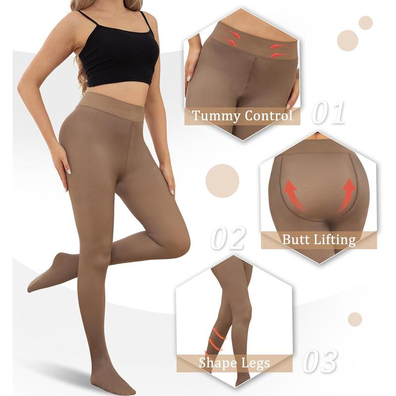 2 Pairs Fleece Lined Tights Women  Translucent Leggings High  Warm Tights Thick Thermal Pantyhose for Winter