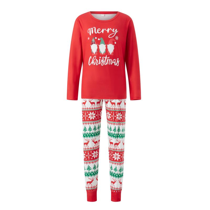 Merry Christmas Family Matching Pajamas Set Xmas Gnomes Print Tops Pants Sleepwear Loungewear