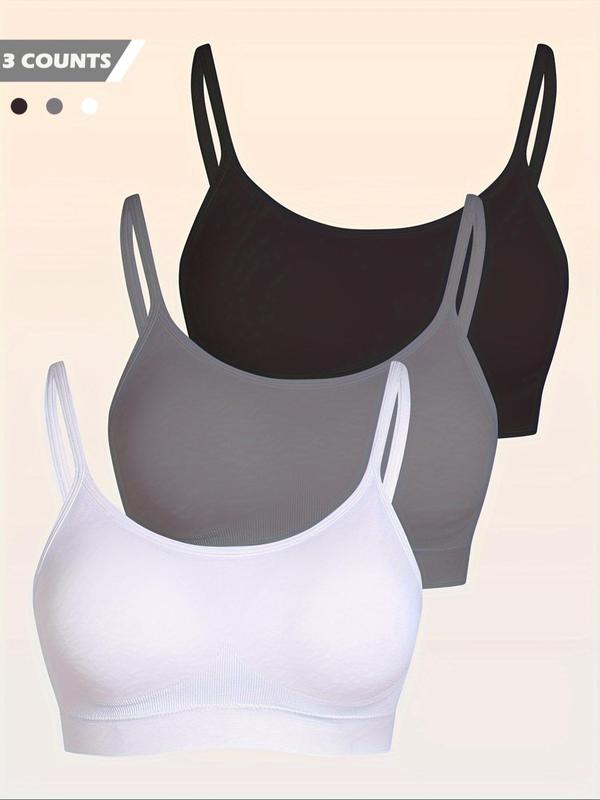  Solid Wireless Bra, Casual Comfy Breathable Adjustable Strap Bra, Women's Lingerie for All Seasons