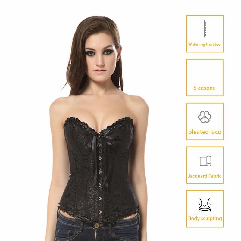 Women's Lace Up Boned Overbust CorsetBustier Lingerie Bodyshaper Top - Shapewear - Womenswear