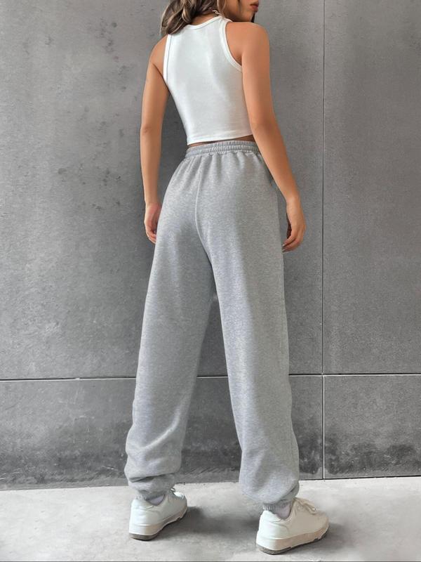 Women's Bow Print Drawstring Waist Sweatpants, Casual Comfy Jogger Pants for Fall & Winter, Women's Trousers for Daily Wear