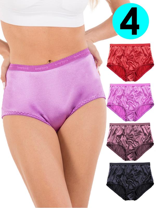 Satin Full Coverage Brief Panties Multi-Pack Shiny Fabric Sexy Panty High Waist Comfort Womenswear