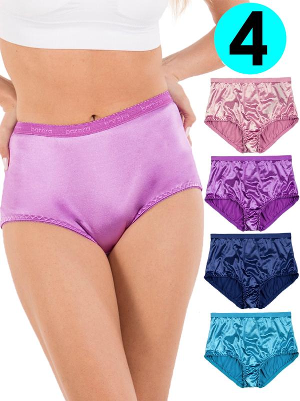 Satin Full Coverage Brief Panties Multi-Pack Shiny Fabric Sexy Panty High Waist Comfort Womenswear