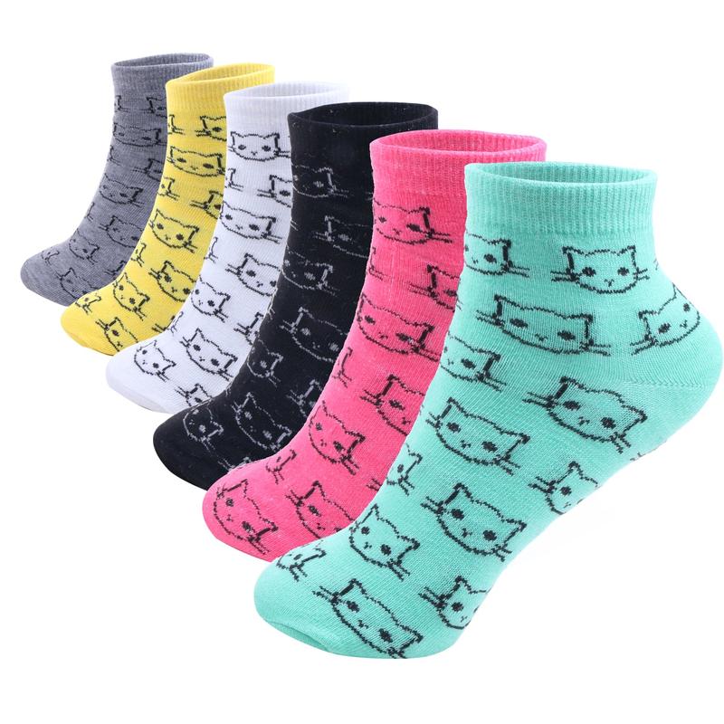 6 Pairs Women Lightweight Ankle Quarter Socks Cotton Casual Size: 9-11