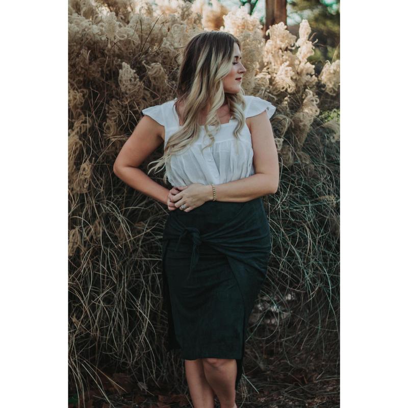 Teagan - Emerald Velvet Wrap Skirt