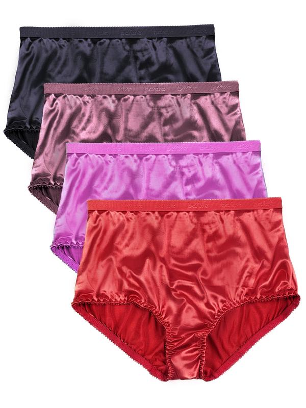 Satin Full Coverage Brief Panties Multi-Pack Shiny Fabric Sexy Panty High Waist Comfort Womenswear