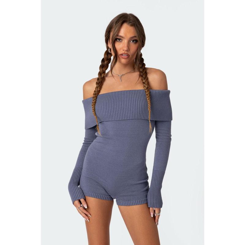 Pandorah Off Shoulder Knitted Romper