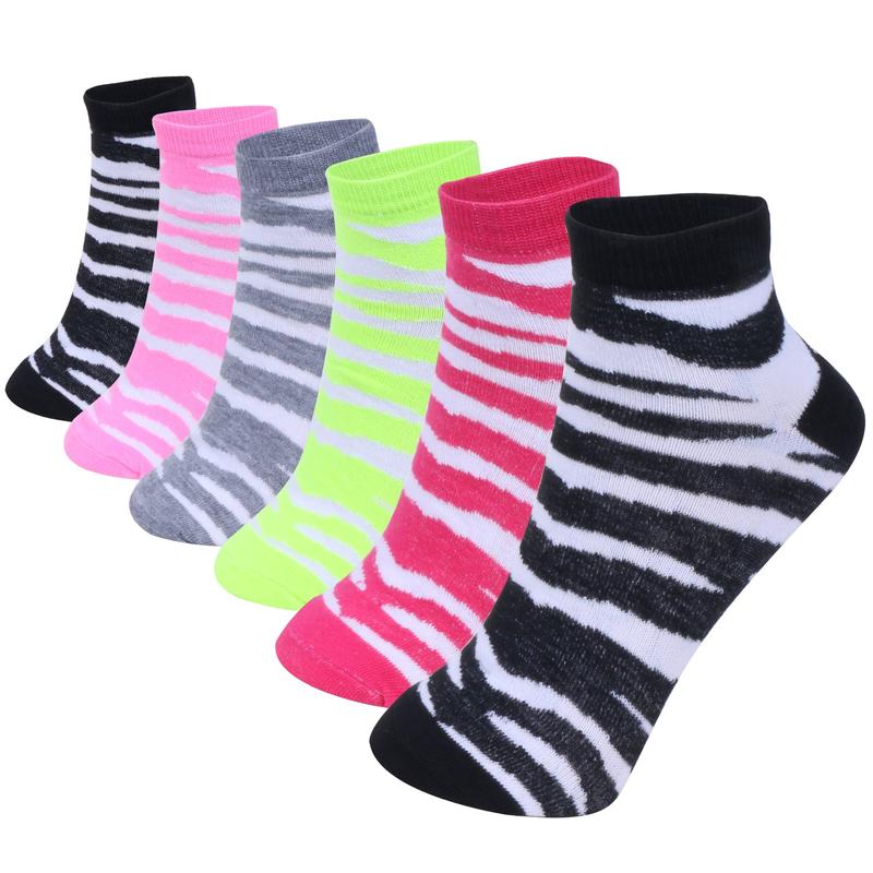 6 Pairs Women Lightweight Ankle Quarter Socks Cotton Casual Size: 9-11