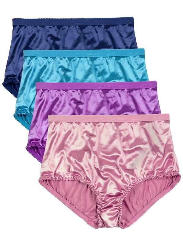 Satin Full Coverage Brief Panties Multi-Pack Shiny Fabric Sexy Panty High Waist Comfort Womenswear