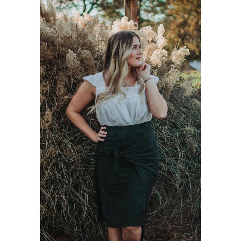 Teagan - Emerald Velvet Wrap Skirt