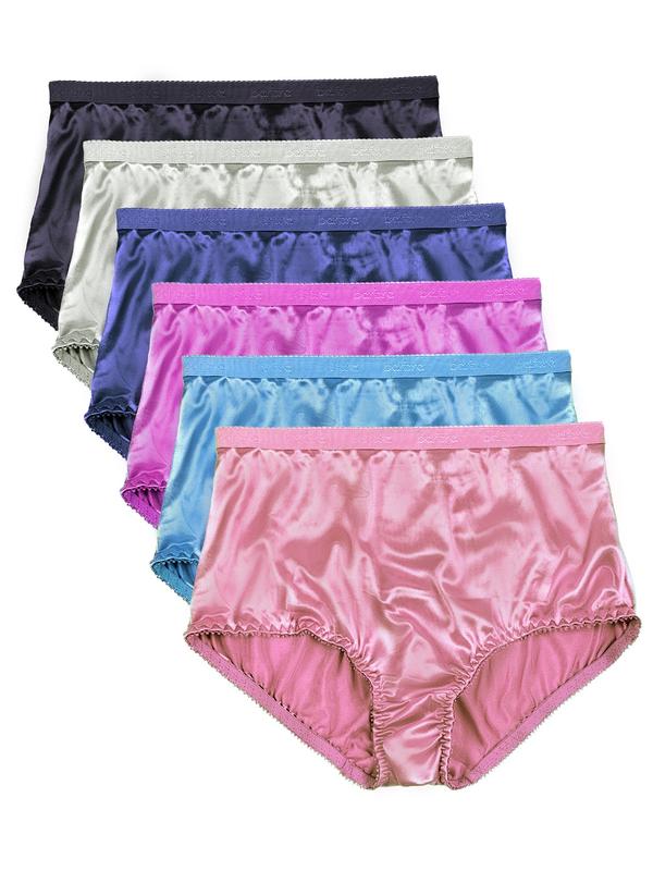 Satin Full Coverage Brief Panties Multi-Pack Shiny Fabric Sexy Panty High Waist Comfort Womenswear