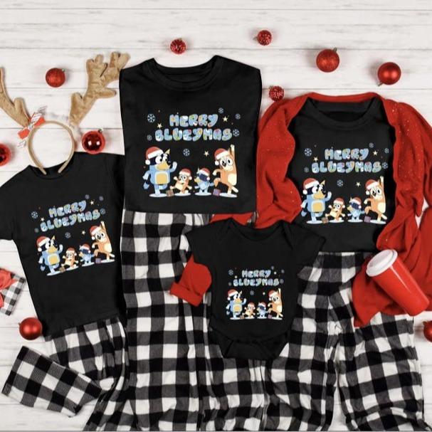 Merry Blueymas Shirts Christmas Family Shirt Family Matching Pajamas Tees Christmas Gift Shirt Blue Christmas Shirt Christmas Toddler Blue1