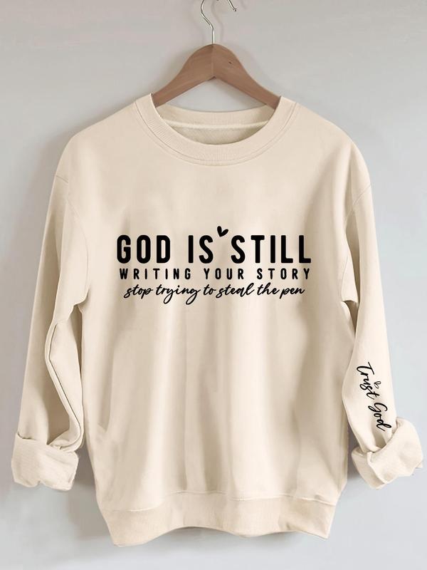 Women's Letter Print Drop Shoulder Crewneck Sweatshirt, Sweatshirts for Women, Fall Sweatshirts, Fall Outfits, Casual Long Sleeve Round Neck Pullover for Fall,  Womenswear  Top for Daily Wear