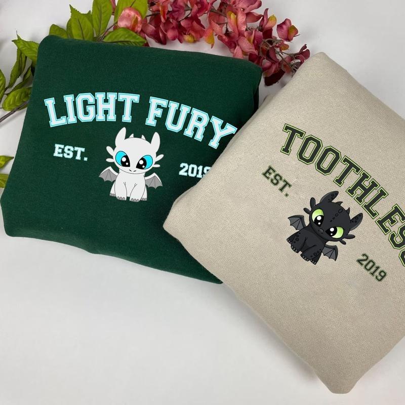 Toothless and Light Fury Sweatshirt, Dragons Couple Sweatshirt, Valentine Couple Sweatshirt