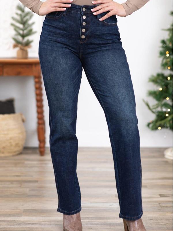 Judy blue straight-leg  Womens jeans with fly button Slim Fit Bootcut Denim