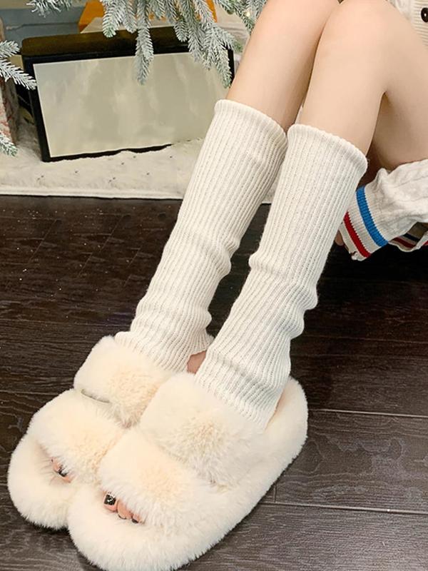 Women's 1 Pair Solid Textured Leg Warmers, Casual Cozy Warm Socks for Daily Outdoor Wear, Women Socks for Spring Fall Winter