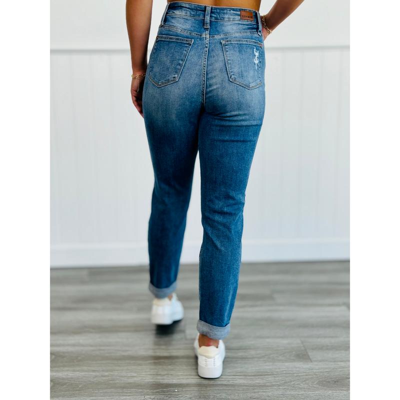 Judy Blue Lost Without You Boyfriend Cuffed Jeans (Reg. & Plus)