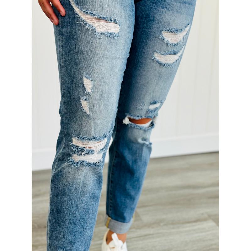 Judy Blue Lost Without You Boyfriend Cuffed Jeans (Reg. & Plus)