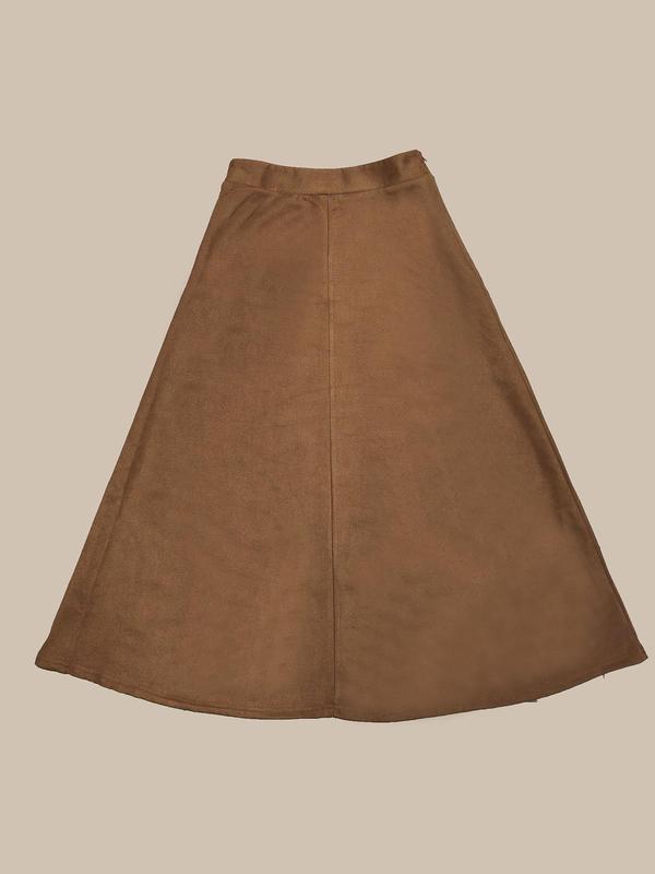 Women's Solid High Waist A Line Skirt, Casual Fashion Long Skirt for Daily Outdoor Wear, Women Bottoms for Fall & Winter