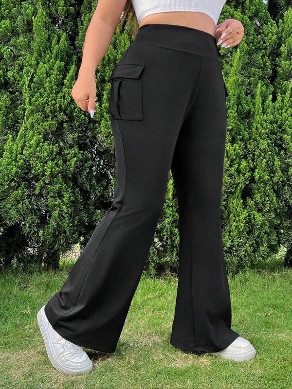  Solid Pocket Straight Leg Pants, Casual Comfy Trousers for Women, Women's Bottoms for Summer