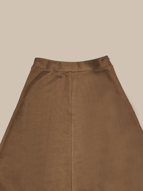 Women's Solid High Waist A Line Skirt, Casual Fashion Long Skirt for Daily Outdoor Wear, Women Bottoms for Fall & Winter