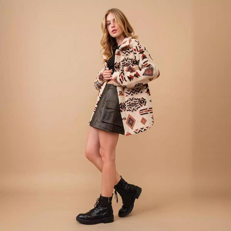 2023 Winter New Women's Clothing European and American Plush Lapel Long-Sleeved Jacket Coat for Women