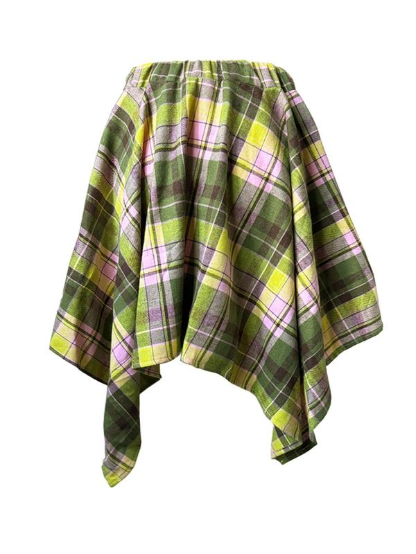 Women's Plaid Print Belted Asymmetrical Hem Skirt, Fashion Casual Skirt for Daily Outdoor Wear, Women's Bottoms for Spring & Fall