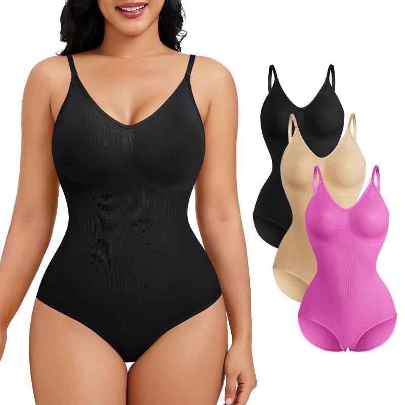 Nebility Women's 3 Piece Set V-Neck Shapewear  Women's Clothes Camisole One Piece Bodysuit Hip Lift Shockproof Bodysuit