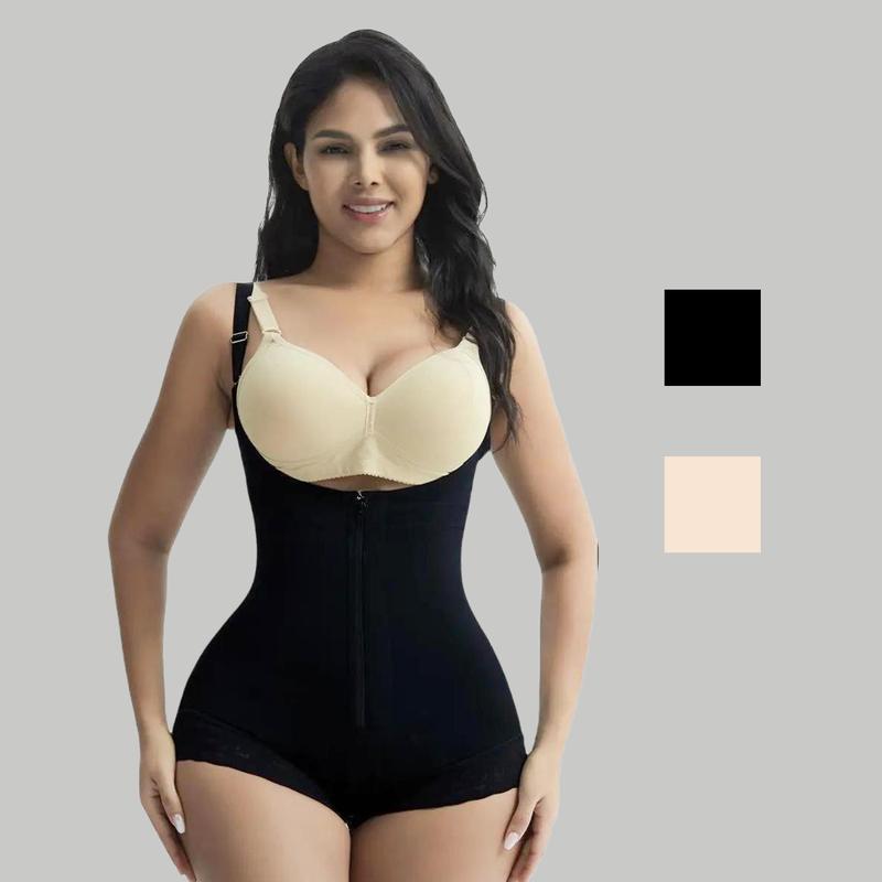 GQF Zipper Open Bust Bodysuit 7200-Link A – Comfortable Plus Size Shapewear for Women's Solid Postpartum Enhancer with Gentle Bust, Casual Comfy Tummy Control Butt Lift Shaper, Ladies Shapewear for Fall Womenswear Underwear