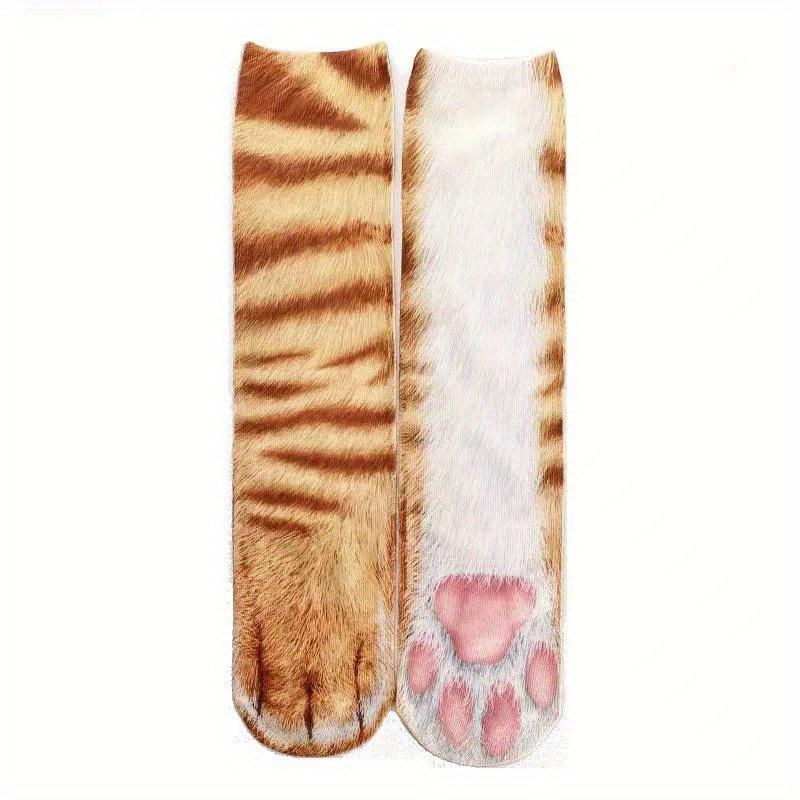 4 Pairs Animal Paw Funny Socks 3D Tubular Novelty Crazy Cat Paw Socks Mens Womens Womenswear Underwear