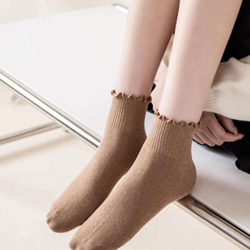 6 Pairs Lettuce Trim Crew Socks for Women - Ankle Socks - Womenswear