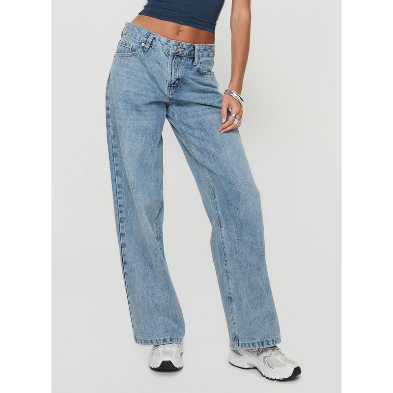 Serenitia Mid Rise Relaxed Jeans Light Wash