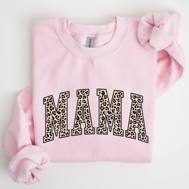 Mama, Leopard Print Sweatshirt, Crew Neck, Women's, Crewneck