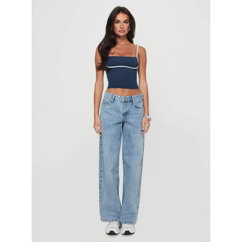 Serenitia Mid Rise Relaxed Jeans Light Wash