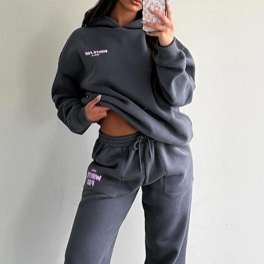 White Tracksuit Hoodie and Pants for Women, Stylish Sweatshirt Set, Women's Casual Outfit, T-shirt, Hoodie