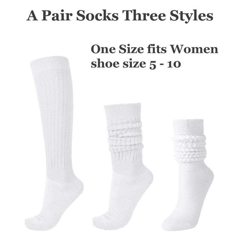 Womens Slouch Sock Scrunch Socks Soft Long Boot Socks for Women Stacked High Sock 2-3 PACK