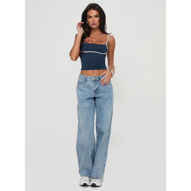 Serenitia Mid Rise Relaxed Jeans Light Wash