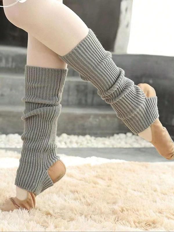 Women's Solid Stirrup Leg Warmers, Casual Cozy Warm Socks for Fall & Winter, Women's Socks for Daily Wear