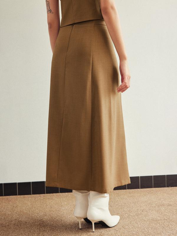 High Waist Solid Maxi Skirt