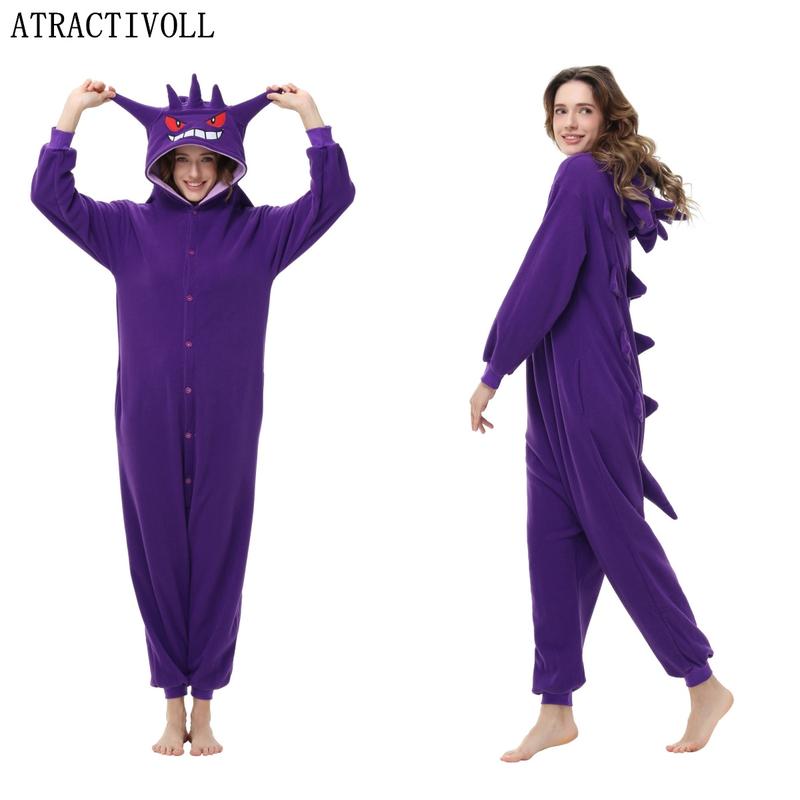 ATRACTIVOLL Christmas Party Dresses One Piece Pajamas，Cartoon Pajamas Adult Student Couple ，Womenswear Loungewear Nightwear Plush Homewear Pajama Set Soft Cute xmas  pj