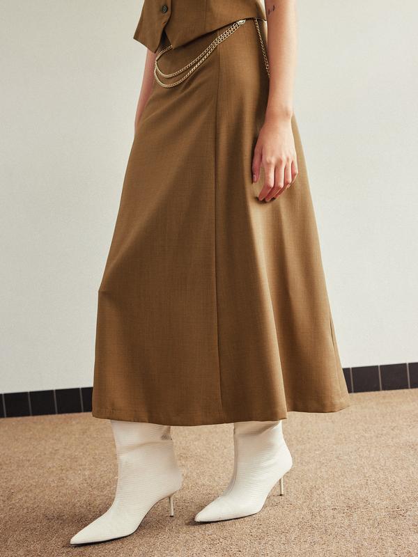 High Waist Solid Maxi Skirt