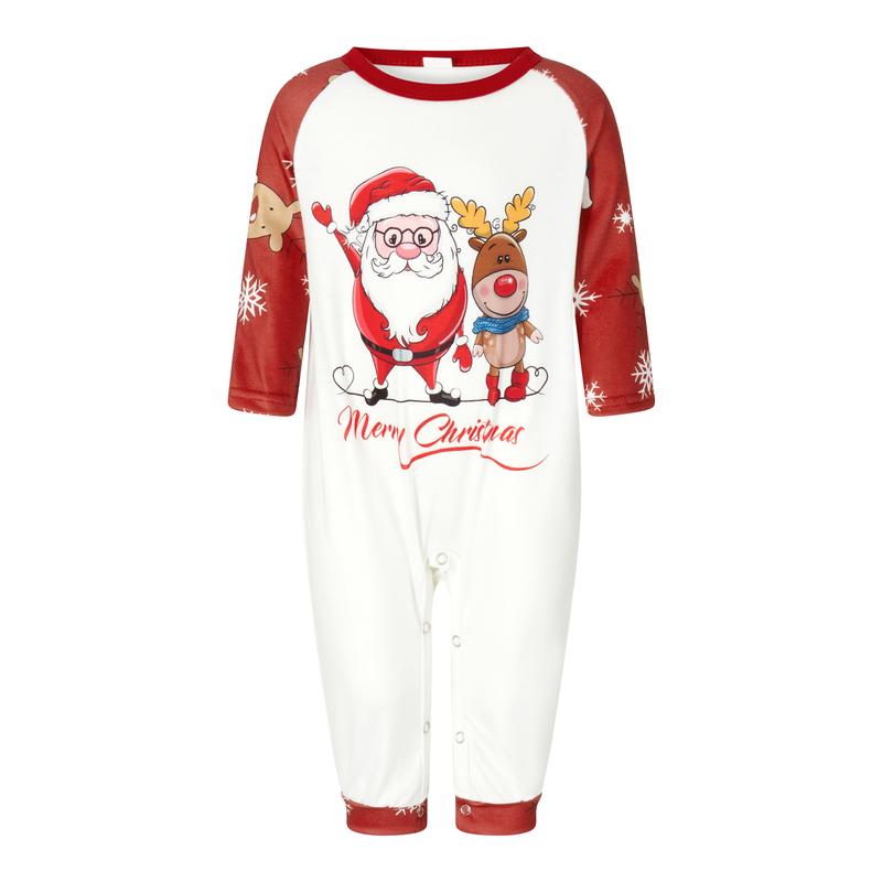 Christmas Family Pajamas Matching Set Santa Elk Print Long Sleeve Tops and Pants Loungewear Soft Sleepwear