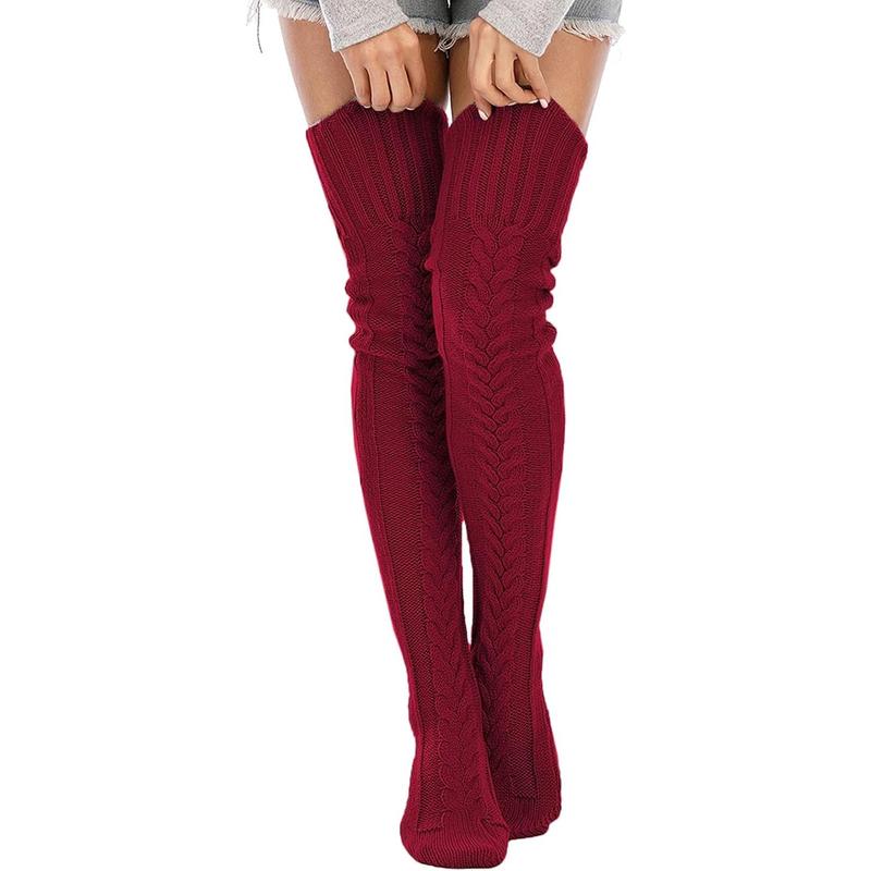 Women's  Knit Thigh High Socks Winter Boot Stockings Extra Long Over  High  Warmers