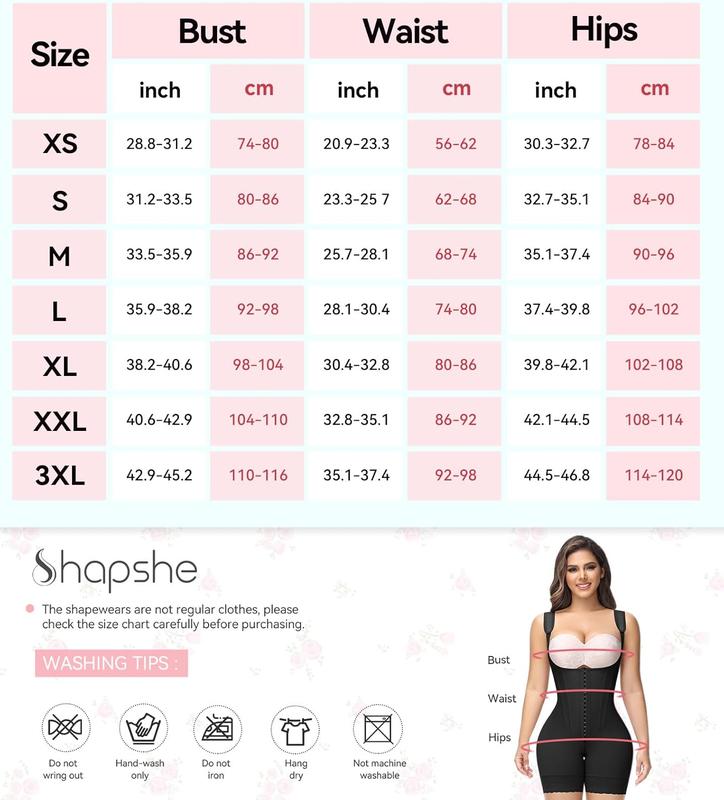 SHAPESHE Shapewear for Women Hourglass Bodysuits Corset Garment with Zipper Crotch