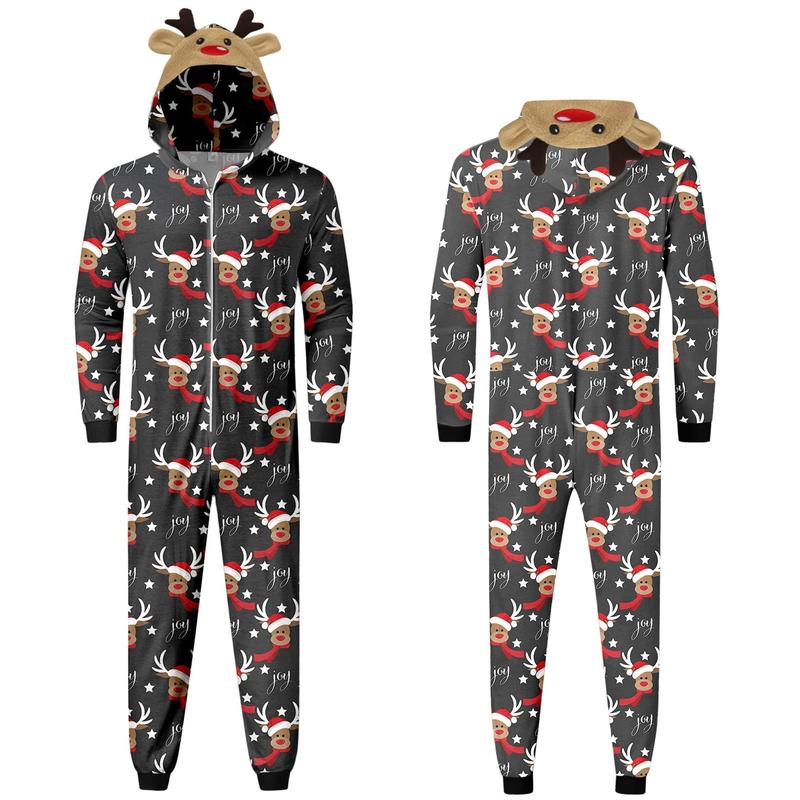 Couple Matching Pajamas Set Soft Holiday Sleepwear Christmas Matching Pjs for Adults Drawstring with Pockets